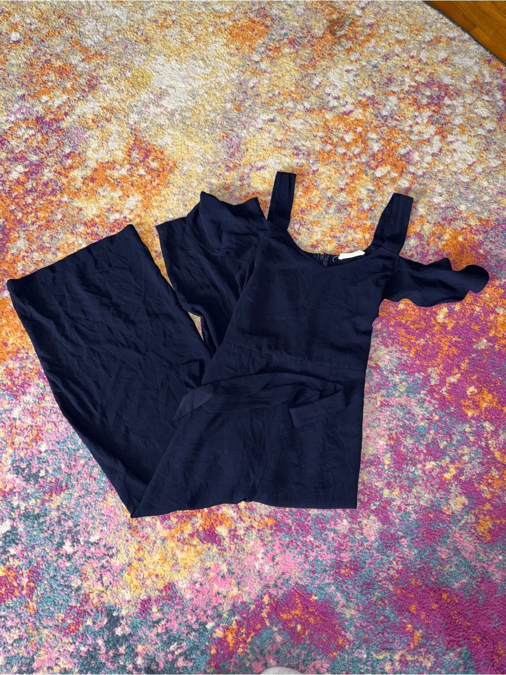 Elodie Navy Cold-Shoulder Jumpsuit for Women